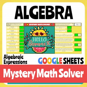 Summer / End of Year - Algebra Expressions - Digital Math Activity - Pixel Art