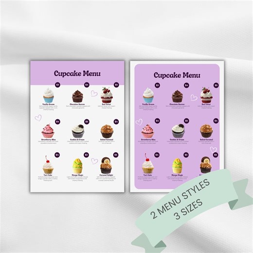 Editable Cupcake Menu Template | Bakery Menu Template | Cupcake Price List, Canva Editable Menu | Dessert Menu | Printable Bakery Sign | DIY - Etsy