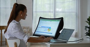 Backpack-friendly, pop-up display doubles as a short-throw projector