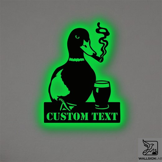 Custom Funny Duck Metal Wall Art – RGB LED Home Bar Decor, Cigar and Beer Man Cave Sign - Etsy