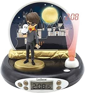 LEXIBOOK RP500HP Warner, Harry Potter Projector Alarm Clock, Built-in Night Light, time Projection onto The Ceiling, Sound Effects, Battery-Powered, Children, boy, Black