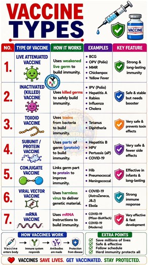 7 Types of Vaccines Explained 💉 | How Vaccines Work | Immunology Made Easy | Medical Education