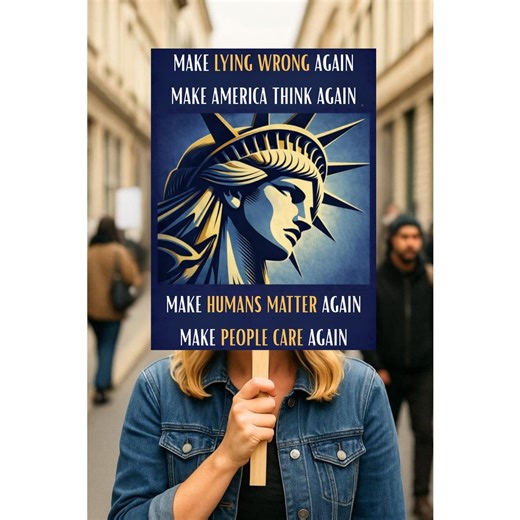 Political Protest Poster, Make America Think Again Art Print, Statue of Liberty Activist Poster, Progressive Political Print