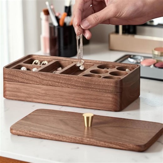 Stackable Walnut Jewelry Box Organizer – Wooden Multi Tier Storage for Rings, Earrings & Necklaces, Vintage Jewelry Case - Etsy
