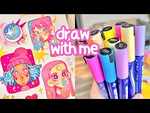 draw with me 🌙, trying Arrtx Simtap acrylic markers & sketchbook ☁️✨