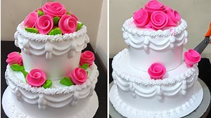 How to make Two Tire birthday Cake decorating Fancy Cake design #cakes | Top Cake Master