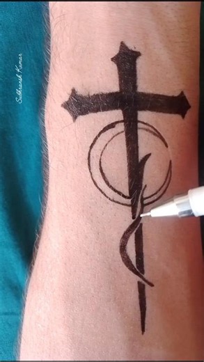 Cross Circle Tattoo Design | Bold Black Ink Tattoo #art #tattoofun #tattooideas #artist