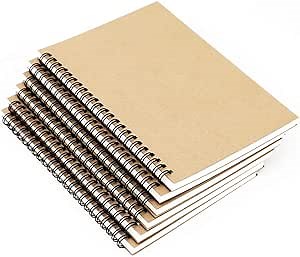 6 Pack Brown cover Journal Notebook, Blank Sketch Book Pad, Subject Notebooks,50 Sheets (100 Pages)-8.27x 5.59inch,A5 size Notebook.