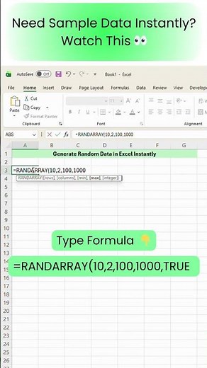 Create Sample Data in Excel in 1 Second