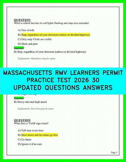 2026 Massachusetts RMV Learners Permit Practice Test: 30 New Questions And Answers Included