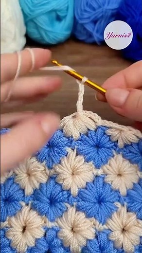 💙✨ Crochet Puff Flower Stitch — Easy 3D Daisy Pattern Tutorial 🧶🌼