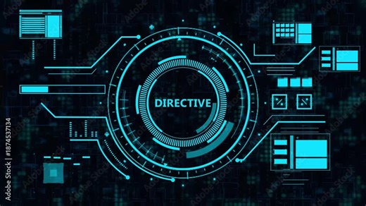 hud, interface, ui, directive, digital, technology, futuristic, scifi, data, visualization, cyan, neon, blue, glowing, command, center, control, system, artificial intelligence, ai, cybersecurity, anF