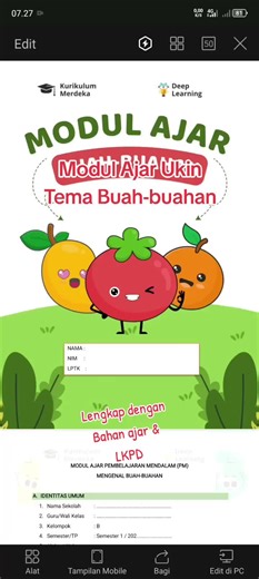 Modul Ajar Ukin: Pelajaran Tentang Buah-buahan