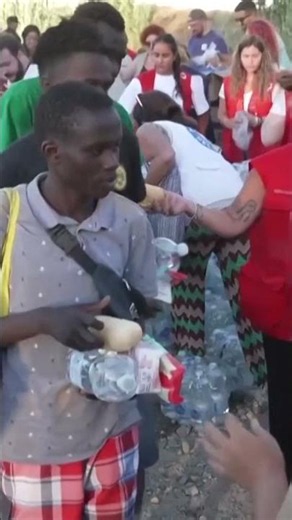 African Migrants Who Stormed Spanish Border Into Ceuta Given Red Cross Handouts #shorts