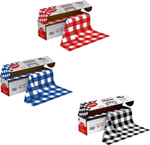 Neatiffy Disposable Plastic Table Cloth Roll | 54 in x 108 Ft | Table Cover for Rectangle, Square, Round Oval Tables | Picnic, Party, Banquet, Birthdays, Weddings, Checkered (Red, Blue, Black)