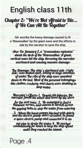 Class 11 English Chapter 2: Ship Struggle & Survival Questions | Most Important Long Answers