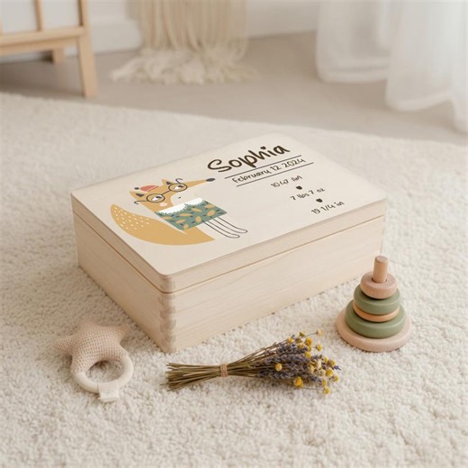 Personalized Woodland Baby Memory Box – Custom Forest Friends Keepsake, Wooden Newborn Gift, Miscarriage Remembrance Box - Etsy