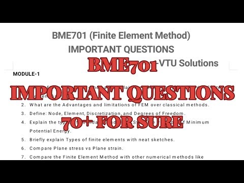 Finite Element Method, Super important questions, BME701, 22 scheme, 7th sem, ME Stream