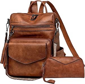 Backpack Purse for Women Fashion Designer Backpack Ladies Travel Convertible Shoulder Bags (Brown)