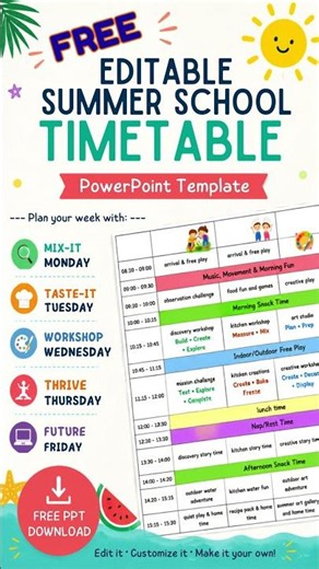 Free Editable Summer School PPT Template