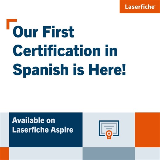 Laserfiche's Spanish language certification is now available on Aspire!  This training is designed specifically for our Spanish-speaking users: https://lsrfch.co/44t25f1 | Laserfiche | Facebook