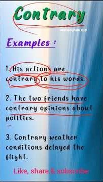 contrary word meaning, examples, synonyms and antonyms | #english #contrary