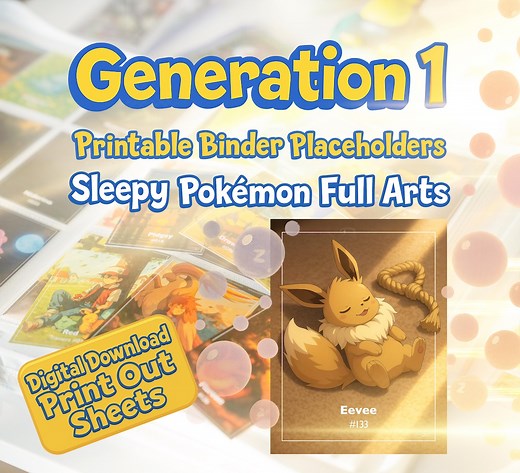 Gen 1 Full Art Pokemon Pokedex Binder Inserts Printable Template | Sleepy Edition | 151 Pokemon Card Binder Insert | Gen 1 | Sleepy Pokemon - Etsy