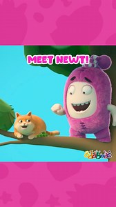 #MeetNewt: She is caring and helpful. Newt will do anything within her power to help a cat in distress even if it means giving up her cake. Comment if you have a little caring Newt at home. | Oddbods