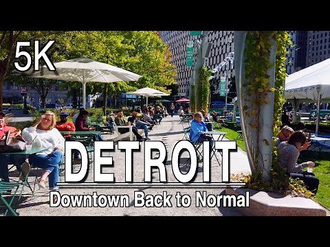 【5K】Downtown Detroit Michigan Back to Normal Walking Tour | UHD 5k 60FPS