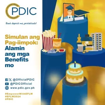 Maaaring makatipid at makapag-impok sa pamamagitan ng pag-avail ng mga benefits libreng edukasyon, gamot, bakuna, panunood ng sine, at birthday cake mula sa local government units o LGU! Alamin ang benefits na available mula sa inyong City Hall, Munisipyo, o health centers at i-avail ang mga ito para makatipid at masimulan ang pag-iimpok. #EmpowerWithEFL #EFLW2024 #PDIC #BrandedUp – with Philippine Deposit Insurance Corporation - PDIC. | Philippine Star