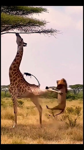 Epic Moment: Giraffe Kicks Lion Away | Wildlife Power & Survival 🦒🦁