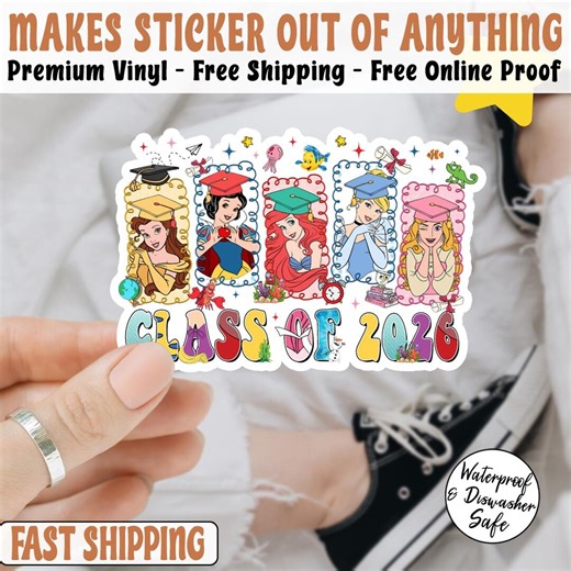 Class of 2026 Princess Graduation Sticker, Cute Graduation Sticker, Senior 2026 Vinyl Sticker for Laptop Water Bottle - Etsy