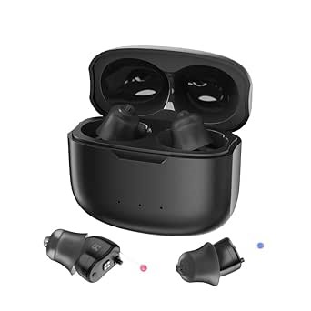 Invisible Hearing Aids, CIC Digital Rechargeable Hearing Aids for Seniors & Adults with Noise Cancelling,Portable For Adults Small and Tiny (Black)