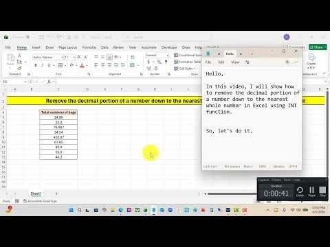 Remove the decimal portion of a number down to the nearest whole number in Excel