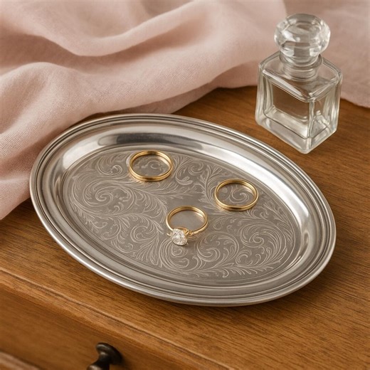 Vintage WM A Rogers Silver Plate Vanity Tray | Ornate Etched Scroll Design Oval 9x6 Inch - Etsy
