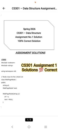 CS301 Assignment 1 Solution 2026 | 100% Correct Answers | Virtual University CS301 Latest