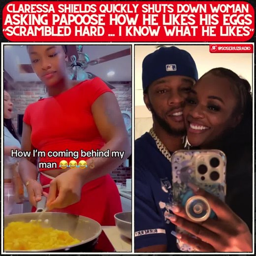 Claressa Shields shuts down a woman trying to take Papoose’s breakfast order 😩 Thoughts 🤔⬇️ #claressashields #papoose #scrambledeggs
