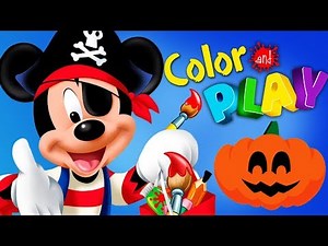 Mickey Mouse & Minnie Mouse Halloween Color Play Decorate Pumpkins Disney Junior App