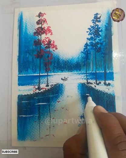 Mesmerizing Autumn Lake Scenery | Oil Pastel Drawing Tutorial 🎨