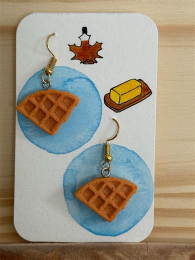 Waffle Dangle Earrings, Perfect Cute Food-themed Jewelry Gift for Breakfast/brunch Lovers! - Etsy
