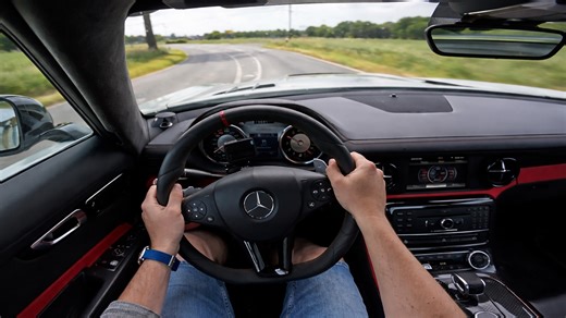 Mercedes SLS AMG Black Series pushed through high speed runs