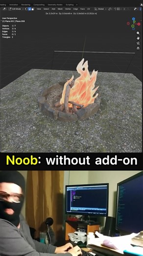 Noob makes Fire in Blender 3D #blendertutorial #blender3d #blendercommunity