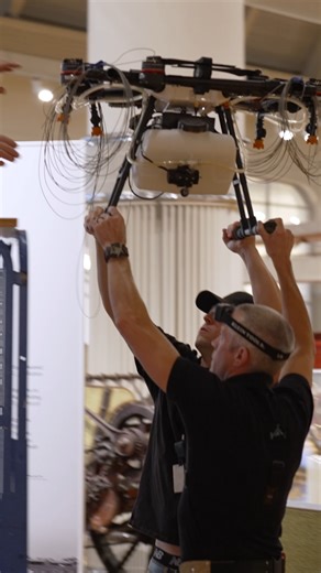 Next time you’re in the museum, look up! Our “Agriculture and the Environment” exhibit has a new artifact — a 2016 Agras MG-1 Drone acquired from Northwestern Michigan College through collaboration with Michigan Soybean Committee. Designed for precision spraying of agricultural chemicals, this drone was used at NMC to train operators after the Federal Aviation Administration began regulating drone use in 2016. Learning to operate uncrewed aerial systems or drones requires formal training, and NM
