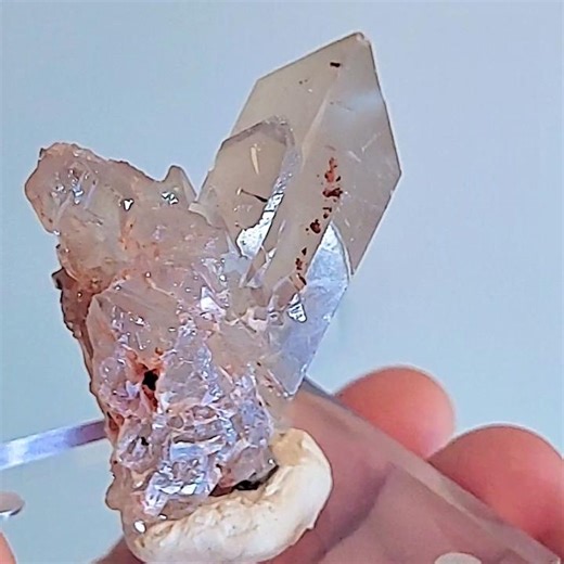 Pink Quartz With Hematite Inclusions – Natural Double Terminated Crystal Cluster – Clear & Blush Mineral Specimen – Free Shipping - Etsy