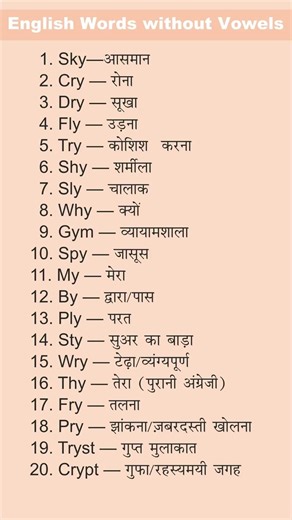 A E I O U ke bina English Words 😲 | Without Vowels Words with Hindi Meaning