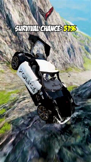 Can Police Chevrolet Corvette C6 Z06 SURVIVE the Cliff? #beamngdrive #shorts #corvette