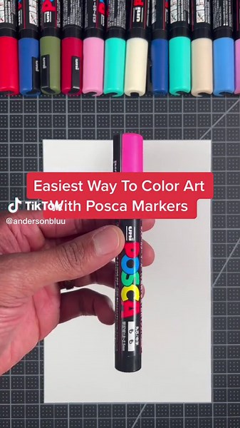 How to color with posca markers. In this Tik tok video I show you how to color, shade and painting with Posca pens. You will also learn how to draw with Poscas step by step. This is a great video for artists who are beginners and want to learn a new art style and art skill. Enjoy the drawing tutorial for the FYP page! #arttok #artistsoftiktok #posca #art #drawing