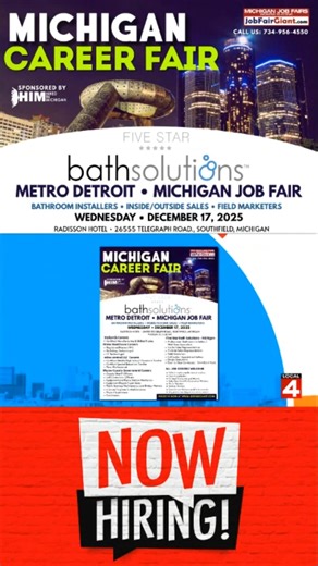 How to Apply Visit FiveStarBathSolutions.com/Michigan Email: Careers@FiveStarBathSolutions.com Professional Installers: This full-time, year-round position offers steady employment with no seasonal layoffs, competitive pay with bonuses, and all tools and training provided. It is an excellent opportunity for skilled trades professionals seeking consistent, long-term work. Outside Sales Professionals (Design Consultants): This role features pre-set, qualified appointments with no cold calling, ind