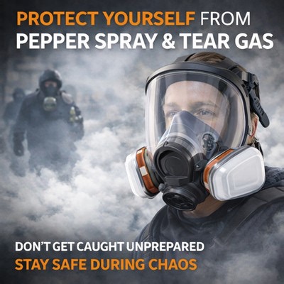 Full Face Gas Mask Respirator - Tear Gas, Pepper Spray, Smoke Protection | eBay