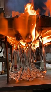 This glass artist showing amazing glass melting on wood 😶‍🌫️😶‍🌫️ | Jasmine Jay